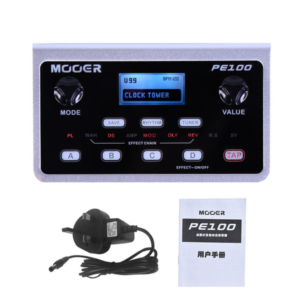 MOOER PE100 Multi-effects Processor Guitar Effect Pedal 39 Types Effects Guitar Pedal 40 Drum Patterns 10 Metronomes Tap Tempo