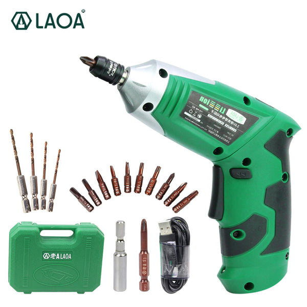 LAOA 3.6V Portable Electric Screwdriver Electric Drill With Chargeable Battery Cordless Drill DIY Power tools with 11 bits