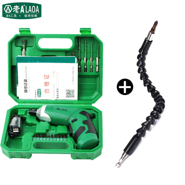 LAOA 3.6V Portable Electric Screwdriver Electric Drill With Chargeable Battery Cordless Drill DIY Power tools with 11 bits