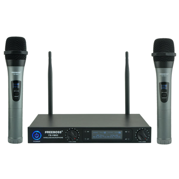 Freeboss FB-VM02 Professional Microphones Dual Channel Handhelds Metal Shell Mic Karaoke System Family Party Wireless Microphone