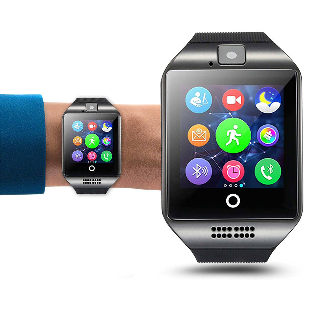 Q18 Smart Wrist Watch Bluetooth Smartwatch Phone with Camera TF/SIM Card Slot GSM Anti-lost Watch (Black)