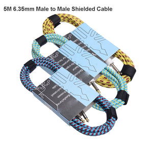 5 meters Shielded Auto Cable 6.35mm male connector for electric guitar effects pedal bass drums amplifier guitarra free shipping
